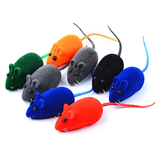 Eighty 8 piezas de juguetes para gatos ratones flocados divertidos juguetes para gatos interactivos chirriantes ratones gatitos juguetes ruidos encantador ratones falso ratón jugando juguetes al azar