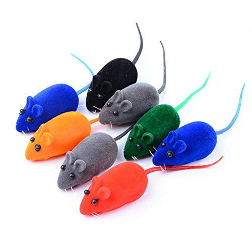 Eighty 8 piezas de juguetes para gatos ratones flocados divertidos juguetes para gatos interactivos chirriantes ratones gatitos juguetes ruidos encantador ratones falso ratón jugando juguetes al azar