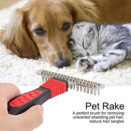 el Rastrillo de la Preparación, Promueve el Acero Inoxidable Sano del Rastrillo del Animal Doméstico del Removedor del Pelo del Animal Doméstico para el Deshedding de los Gatos(Peine doble grande)