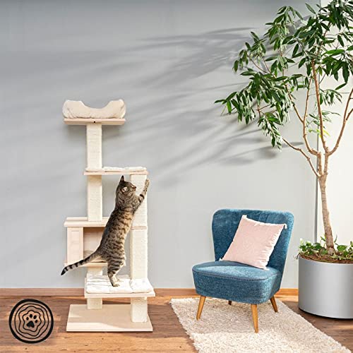 Elegante gato rascador árbol robusto inusual alto razas pesadas postes de sisal
