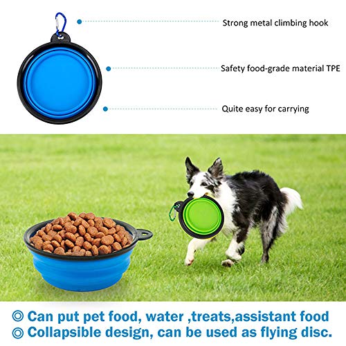 Enkarl Bolsa de golosinas para perros, bolsa de golosinas con cuenco para perros pequeños a grandes, fácil de transportar juguetes para mascotas, kibble, golosinas (azul)