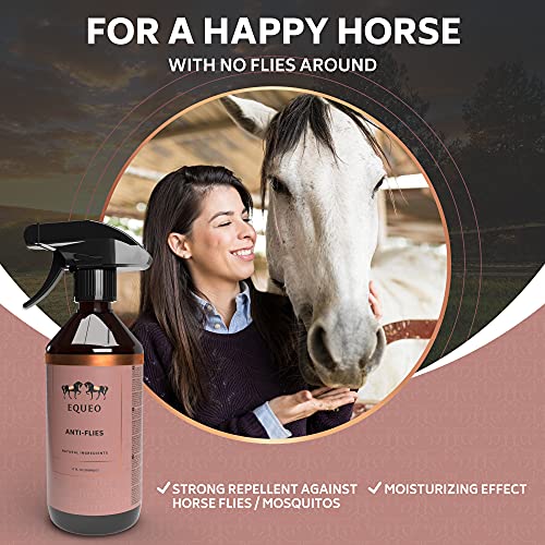 EQUEO Spray Repelente Moscas Caballos - Antimoscas para Caballos con Ingredientes Naturales - Anti Mosquitos Caballos con Efecto Hidratante y Duradero - Alternativa a Mosqueros para Caballos, 500ml