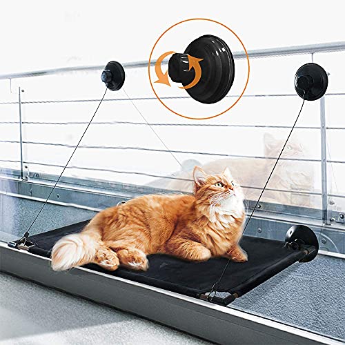 ERFGT Ventana De Gato Cama De Hamaca, Ventana De Gato, Ventana De Gato Cama, Cubierta Transpirable Ventosas, Asiento para Ventana De Gato, Cama Hamaca para Gato Estantes