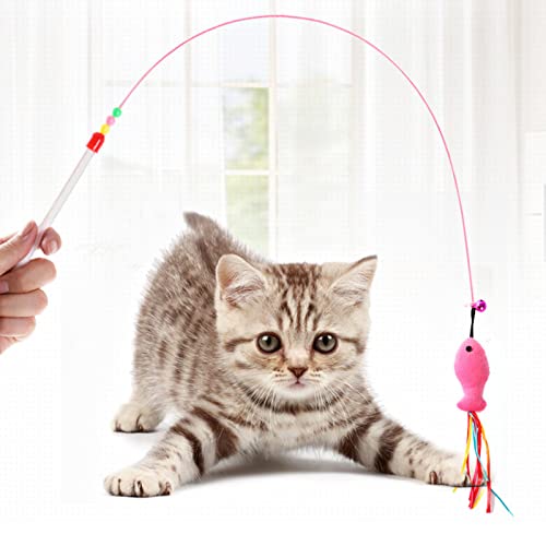 ERMIC 5 Piezas de Gato de Gato, Juguete de Gato de Gato, Juguete, Juguete de Gato Interactivo con súper Ventosa, reemplazos de Plumas de Ventosa, Gato, Primavera