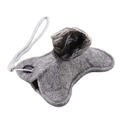 Esenlong Juego de soporte de bolsa de caca para perro, dispensador portátil de bolsas de caca con forma de dibujos animados de fieltro de tela de desechos para mascotas