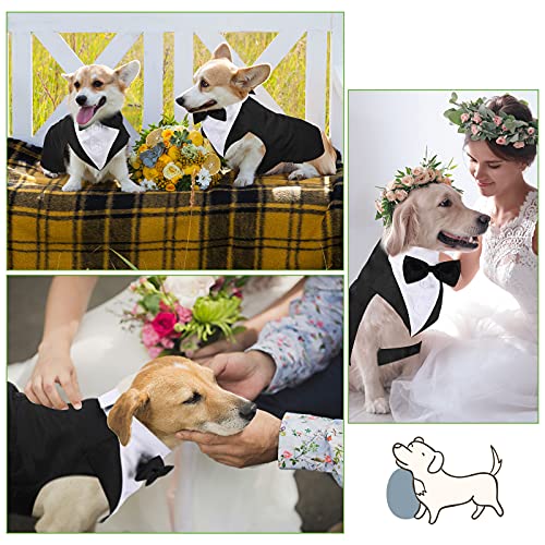 Esmoquin de Perro Set de Traje y Bandana de Perro Esmoquin Formal de Perros Traje de Fiesta Boda de Mascotas Camisa de Pajarita de Boda para Disfraces Cumpleaños Halloween (S)