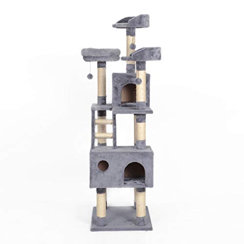 Estante Gato del árbol Camas de Animales domésticos del Gato Escalada una Villa Suministros de Salto Gato Grande Torre de Escalada Columna de Gato Columpio,Gris