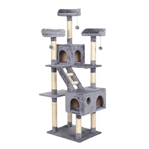 Estante Gato del árbol Camas de Animales domésticos del Gato Escalada una Villa Suministros de Salto Gato Grande Torre de Escalada Columna de Gato Columpio,Gris