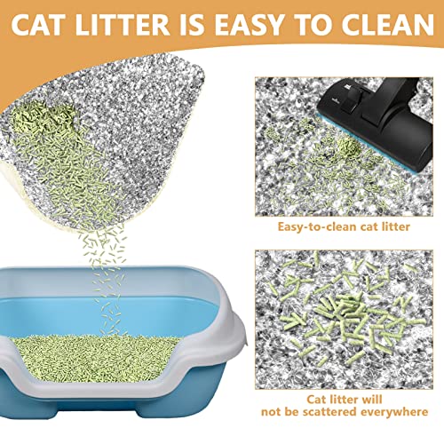 Estera de trampa de arena para gatos con fondo brillante y brillante, color blanco plateado, con respaldo para no dormir, accesorios para alfombra de recogida de arena para mascotas, 45 x 74 cm
