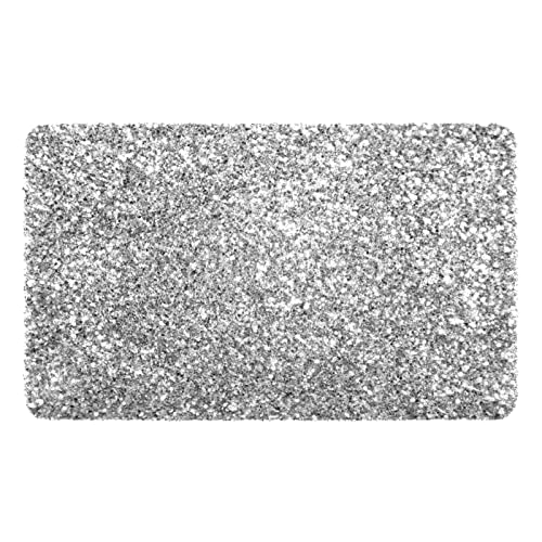 Estera de trampa de arena para gatos con fondo brillante y brillante, color blanco plateado, con respaldo para no dormir, accesorios para alfombra de recogida de arena para mascotas, 45 x 74 cm