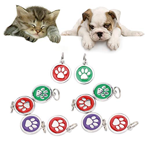 Etiqueta de identidad para mascotas, 10 piezas con estampado de pata de gato para perros y mascotas, etiqueta bonita, collar de identidad para huellas de mascotas, colgantes colgantes para (Huella)