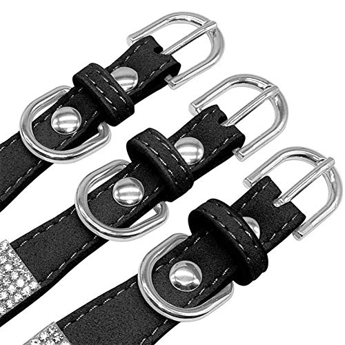ETOPARS Correas de Collar de Perro con Diamantes de Imitación, Collar y Correa para Perro, Collar para Perro Correa de Piel de Ante Suave y Brillante, Arnés para Collar de Perro para Mascotas