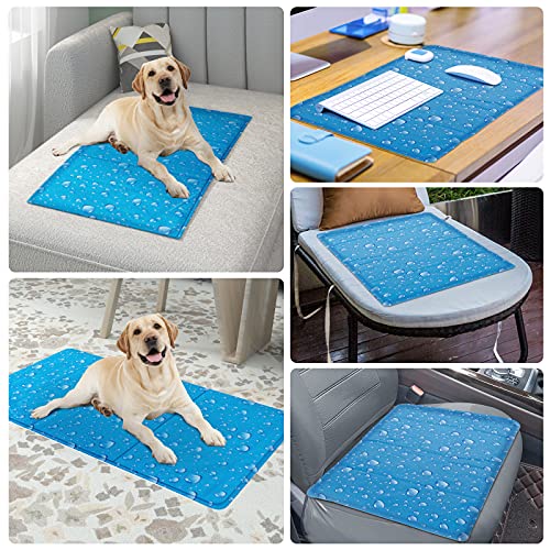 EUGAD Alfombrilla de Refrigeración para Perros Manta Refrigerante Animales Alfombra Refrescante Mascotas Cama para Perros Gatos en Verano Gel no Tóxico Cojín Azul 50x90cm