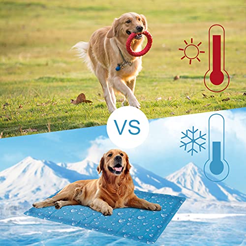 EUGAD Alfombrilla de Refrigeración para Perros Manta Refrigerante Animales Alfombra Refrescante Mascotas Cama para Perros Gatos en Verano Gel no Tóxico Cojín Azul 50x90cm