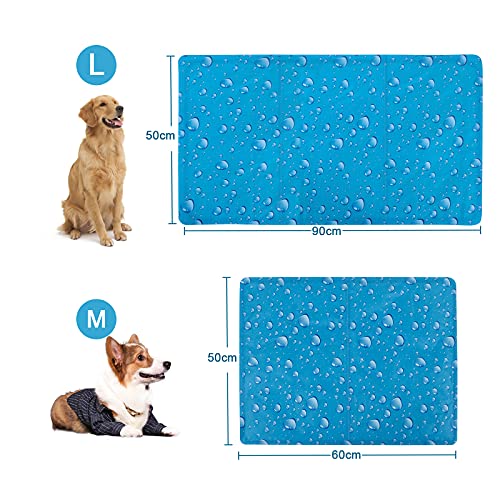 EUGAD Alfombrilla de Refrigeración para Perros Manta Refrigerante Animales Alfombra Refrescante Mascotas Cama para Perros Gatos en Verano Gel no Tóxico Cojín Azul 50x90cm