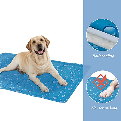 EUGAD Alfombrilla de Refrigeración para Perros Manta Refrigerante Animales Alfombra Refrescante Mascotas Cama para Perros Gatos en Verano Gel no Tóxico Cojín Azul 50x90cm