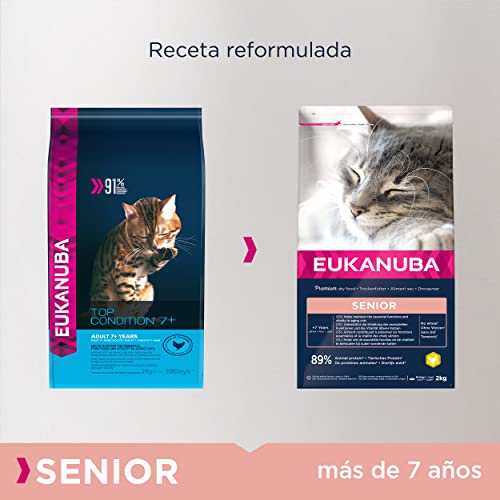 Eukanuba Alimento seco para gatos de edad avanzada, rica en pollo fresco, 2 kg