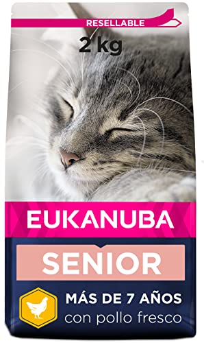 Eukanuba Alimento seco para gatos de edad avanzada, rica en pollo fresco, 2 kg