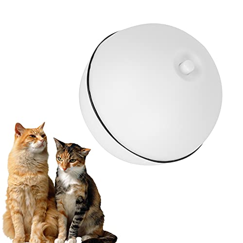 Eulbevoli Bola Auto-giratoria del Gato, Bola electrónica del Gato Bolas del Juguete del Gato Que ruedan automáticamente para el Gato Divertido(Batería Blanca, Transparencia)