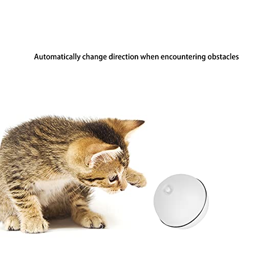 Eulbevoli Bola Auto-giratoria del Gato, Bola electrónica del Gato Bolas del Juguete del Gato Que ruedan automáticamente para el Gato Divertido(Batería Blanca, Transparencia)