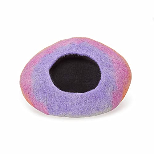 Everest - Cuevas coloridas para mascotas, hechas a mano con 100% lana de Nueva Zelanda (tono morado)