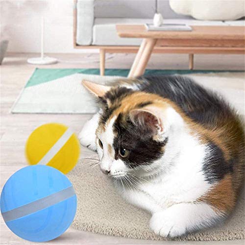 Evil Ball Juguete para Mascotas Gato Inteligente Eléctrico Lavable Juguete Automático Rodante Intermitente Perro Juguete De Agua (Color : Azul)