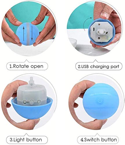 Evil Ball Juguete para Mascotas Gato Inteligente Eléctrico Lavable Juguete Automático Rodante Intermitente Perro Juguete De Agua (Color : Azul)