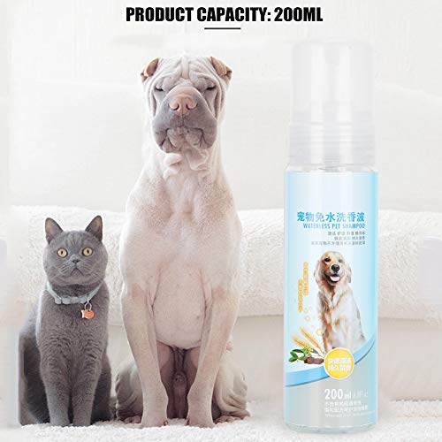 EVTSCAN Champús sin Agua para Perros, 200 ml, Espuma de Limpieza en seco para Mascotas, Desodorante, Gel de Ducha, prevención de Enfermedades de la Piel para Gatos, Perros, Ideal para Caminatas