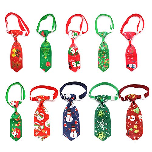 Exnemel Corbatas Navideñas para Perros, Corbatas Ajustables de Muñeco de Nieve para Festivales Navideños, Perros, Gatos, Decoraciones Navideñas, Accesorios para el Aseo del Perro, 10 Piezas/Paquete
