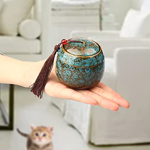 Exnemel - urnas pequeñas para Cenizas humanas, Mini urnas para Cenizas para Adultos urnas para Mascotas, Perros, Gatos, Cenizas, urnas funerarias para Cenizas de Recuerdo (Azul)