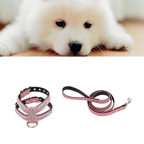F Fityle Collar De Correa Y Correa De Cuero con Flecos De Diamantes De Imitación para Perros