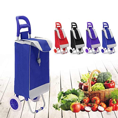 FACAZ Carrito de Compras 45L Carrito de Compras Plegable Bolsa con Ruedas Carrito de Empuje Carritos Carritos de Equipaje Ruedas de Equipaje Tela Oxford Floding Carrito de la Compra (Color: Negro)
