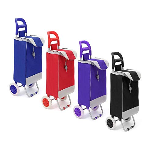 FACAZ Carrito de Compras 45L Carrito de Compras Plegable Bolsa con Ruedas Carrito de Empuje Carritos Carritos de Equipaje Ruedas de Equipaje Tela Oxford Floding Carrito de la Compra (Color: Negro)