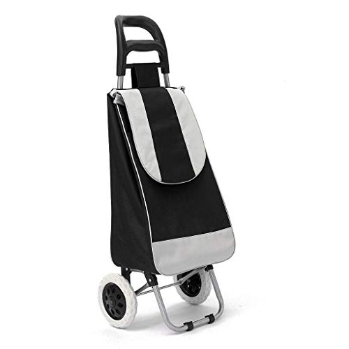 FACAZ Carrito de Compras 45L Carrito de Compras Plegable Bolsa con Ruedas Carrito de Empuje Carritos Carritos de Equipaje Ruedas de Equipaje Tela Oxford Floding Carrito de la Compra (Color: Negro)