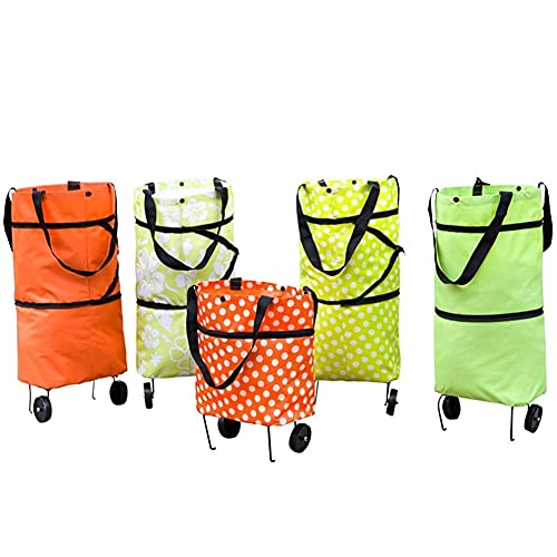 FACAZ Carrito de la Compra Carrito de la Compra con Carro remolcador de 2 Ruedas Carrito de Compras Plegable Bolsa de Asas para Compras, comestibles, Carrito de lavandería (Color: B)