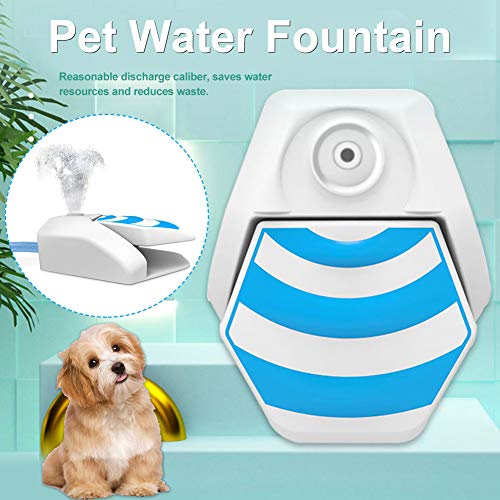 Faderr Fuente de agua para jardín al aire libre para beber, enfriador para perros, dispensador de agua dulce (blanco+azul)
