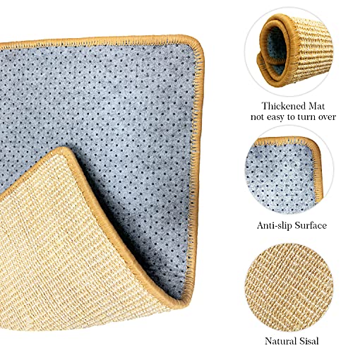 Faffooz Alfombra para Rascador para Gatos, Sisal Natural de Alfombrilla Scratcher Cat Esmerilar para Gatos Duradera y Alfombra de Alfombra Protectora Almohadillas Antideslizantes(50 * 80)