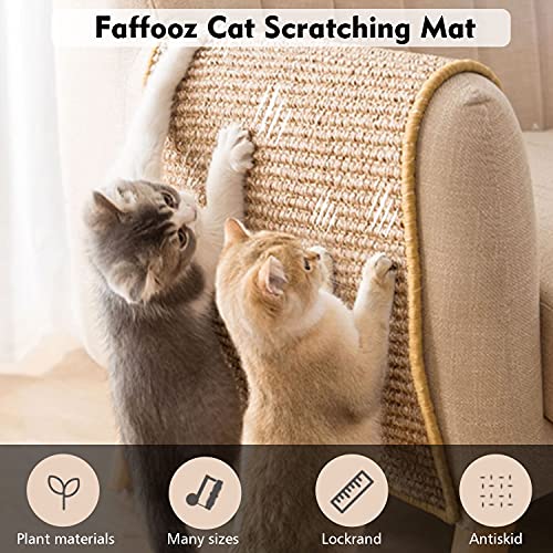 Faffooz Alfombra para Rascador para Gatos, Sisal Natural de Alfombrilla Scratcher Cat Esmerilar para Gatos Duradera y Alfombra de Alfombra Protectora Almohadillas Antideslizantes(50 * 80)