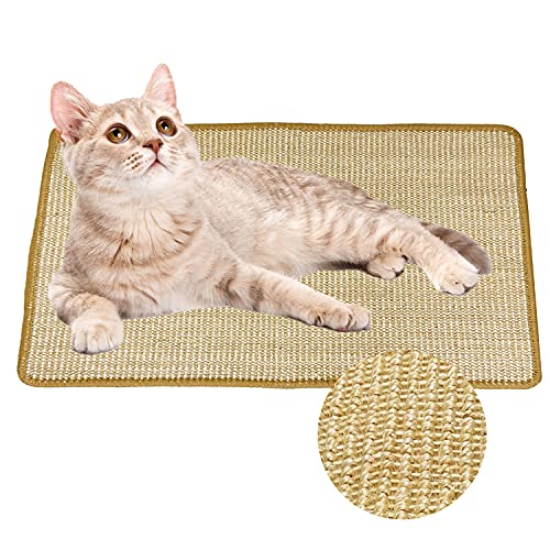 Faffooz Alfombra para Rascador para Gatos, Sisal Natural de Alfombrilla Scratcher Cat Esmerilar para Gatos Duradera y Alfombra de Alfombra Protectora Almohadillas Antideslizantes(50 * 80)