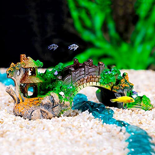 Fahibin Decoración de resina para acuario, puente decorativo paisajístico, perfecto para acuarios, esconderse