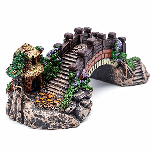 Fahibin Decoración de resina para acuario, puente decorativo paisajístico, perfecto para acuarios, esconderse