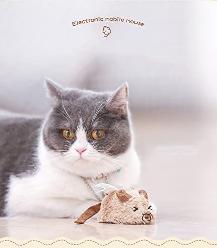 Famkrw Peludo Gato Ratón Juguete,Bola Eléctrica Interactiva para Gatos,Melody Chaser,Juguete Interactivo para Gatos Chirrido,Adecuado para Mascotas,Giratoria Automática