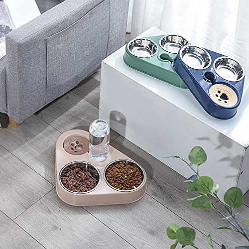 Fanuse Cuenco de Tres Cuencos para Mascotas Cuenco de Arroz Cuenco de Comida para Gatos Cuenco de Comida para Gatos Antivuelco Bebedero AutomáTico Tres Cuencos Cuenco para Beber Gato E