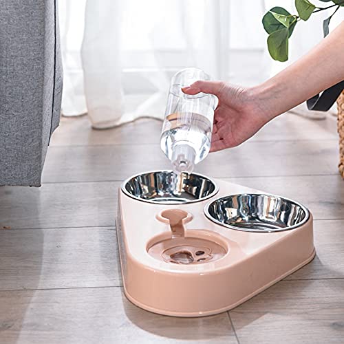 Fanuse Cuenco de Tres Cuencos para Mascotas Cuenco de Arroz Cuenco de Comida para Gatos Cuenco de Comida para Gatos Antivuelco Bebedero AutomáTico Tres Cuencos Cuenco para Beber Gato E