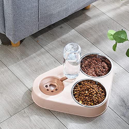 Fanuse Cuenco de Tres Cuencos para Mascotas Cuenco de Arroz Cuenco de Comida para Gatos Cuenco de Comida para Gatos Antivuelco Bebedero AutomáTico Tres Cuencos Cuenco para Beber Gato E