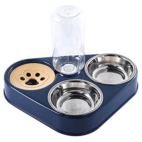 Fanuse Cuenco de Tres Cuencos para Mascotas Cuenco de Arroz Cuenco de Comida para Gatos Cuenco de Comida para Gatos Antivuelco Bebedero AutomáTico Tres Cuencos Cuenco para Beber Gato E