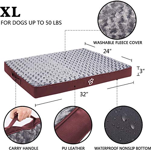 FAREYY - Cama ortopédica de espuma de cáscara de huevo para perros con funda extraíble con cremallera, cama para mascotas diseñada en forro y parte inferior antideslizante