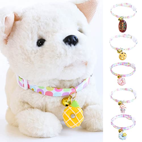 farfi Collar de perro con colgante de donut para disfrazarse ajustable para mascotas, gatos, perros y gatos, collares con campana para vacaciones y mascotas, collar de perro para mascotas