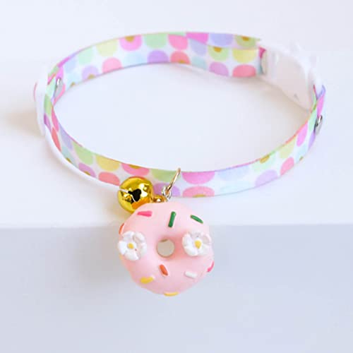 farfi Collar de perro con colgante de donut para disfrazarse ajustable para mascotas, gatos, perros y gatos, collares con campana para vacaciones y mascotas, collar de perro para mascotas