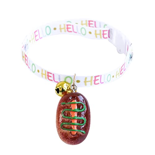 farfi Collar de perro con colgante de donut para disfrazarse ajustable para mascotas, gatos, perros y gatos, collares con campana para vacaciones y mascotas, collar de perro para mascotas